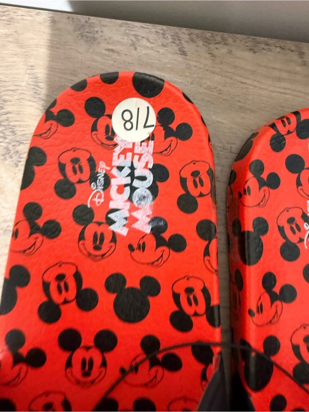 Disney Mickey Mouse Red and Black Slide Sandals